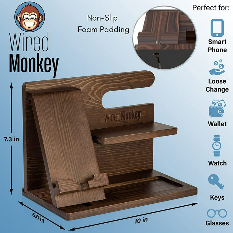 Christmas Gift for Men, Wooden Docking Station - Smartphone Stand, Desk  Organizer for Devices