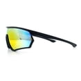 thumbnail image 6 of Mens Classic Oversized Shield Color Mirror Wrap Around Sport Plastic Sunglasses Matte Black - Rainbow Mirror, 6 of 8