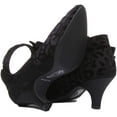 thumbnail image 4 of Ruby Shoo Cressida Women's Bow Ankle Strap Velvet Kitten Heel Shoes In Black Size 9, 4 of 6