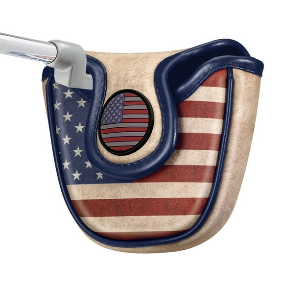 GIGAPOWER Golf Mallet Putter Cover, Elegant Embroidery Premium Leather Golf Club Head Cover Putter Headcover with Magnetic Closure Fits Most Putters