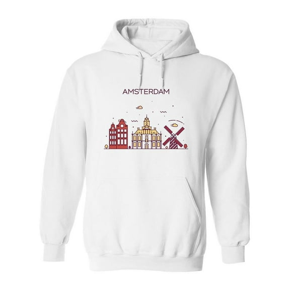 Amsterdam Cityscape Hoodie Men -Image by Shutterstock, Male Medium
