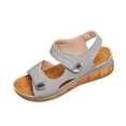thumbnail image 2 of Xdegoge Wedge Sandals for Women Summer Hook and Loop Straps Metallic Hardware Platform Walking Shoes Open Toe Casual Beach Dressy Footwear Non Slip Sole Ladies Sandals, 2 of 7