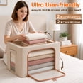thumbnail image 5 of 4 Pack 66L Clothes Storage Bins with Metal Frame, Foldable Organizer Box with Clear Window and Handles for Closet, 20x16x13 inch, Beige, 5 of 7