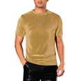 thumbnail image 1 of Camisetas de terciopelo INSPIRE CHIC para hombres, camiseta de cuello redondo de manga corta, camisetas de velour disco L dorado, 1 of 5