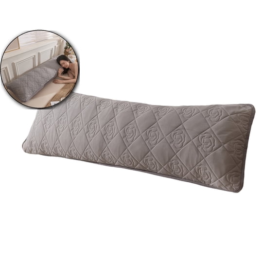 Extra Long Quilted Pillowcase 18x47 Inch Polyester Double Pillow Cover for Couples and Side Sleepers