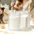 thumbnail image 4 of 4 Pack Acrylic Qtip Holder Dispenser, Bathroom Jars with Lids Set, Cotton Swab Storage Box,Vanity Organizer Canisters, Cotton Pad & Ball Holder, Restroom Bathroom Organizer, Makeup Storage Canisters, 4 of 6