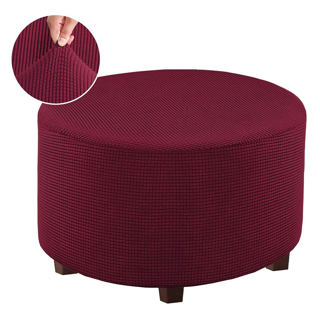 Small Round Ottoman Slipcover Footstool Footrest Cover Removable Living Room - Red, 48-55cm 12 Red - image 5 of 8