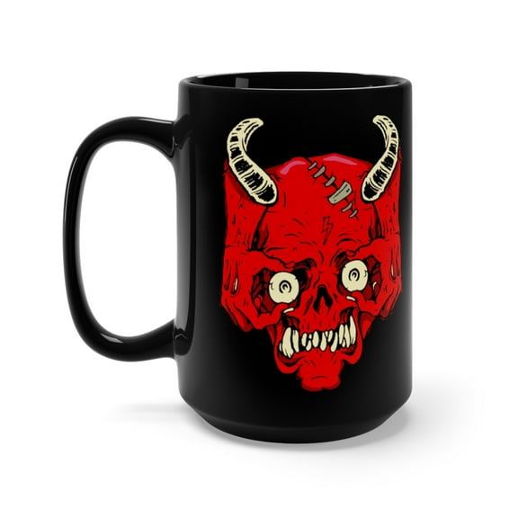 The Devil Demon Eye Skull Watcher Coffee Mug, 15oz, Black