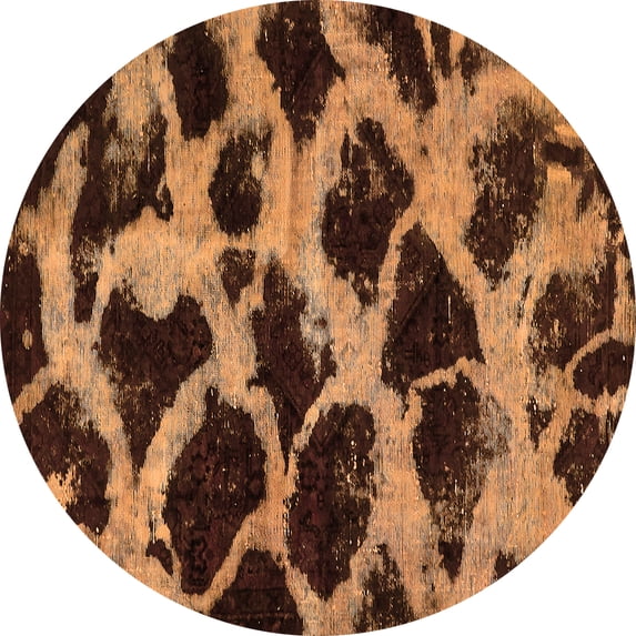 Ahgly Company Indoor Round Abstract Orange Modern Area Rugs, 4' Round