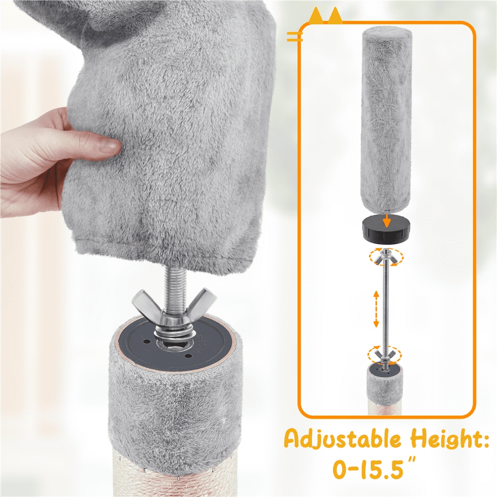 Alden Design Multilevel Floor To Ceiling Cat Tree with 4 Perches, Light Gray