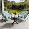 thumbnail image 4 of Outdoor Patio Cushion Covers 4 Pack Teal Green White Check Plaid Patio Chair Cushion Covers with Ties and Zipper Farmhouse Style Waterproof Outdoor Seat Cushion Covers for Patio Furniture 22"x22", 4 of 6