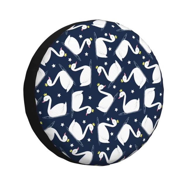 Fotbe Swan Funda de Llanta de Repuesto con Estampado, Engrosada, Ajuste Universal para Jeep, Remolque, RV, SUV, Camión-15 inch