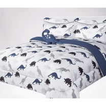 Bedding Set Twin 6pc Dinosaur White Royal Complete Bed in Bag Comforter with Plushie Toy Friend and Matching Sheet Set Bedroom Decor.