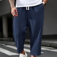 thumbnail image 4 of HOOMEUMY Mens Crinkled Gauze Pants Drawstring Elastic Waist Casual Summer Trousers Light Breathable For Beach Vacation Daily Wear, 4 of 8
