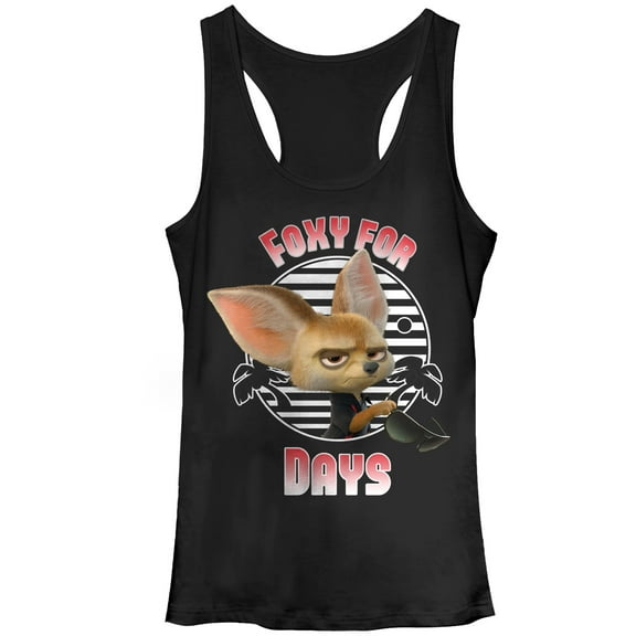 Junior's Zootopia Finnick Foxy for Days  Racerback Tank Top Black X Large