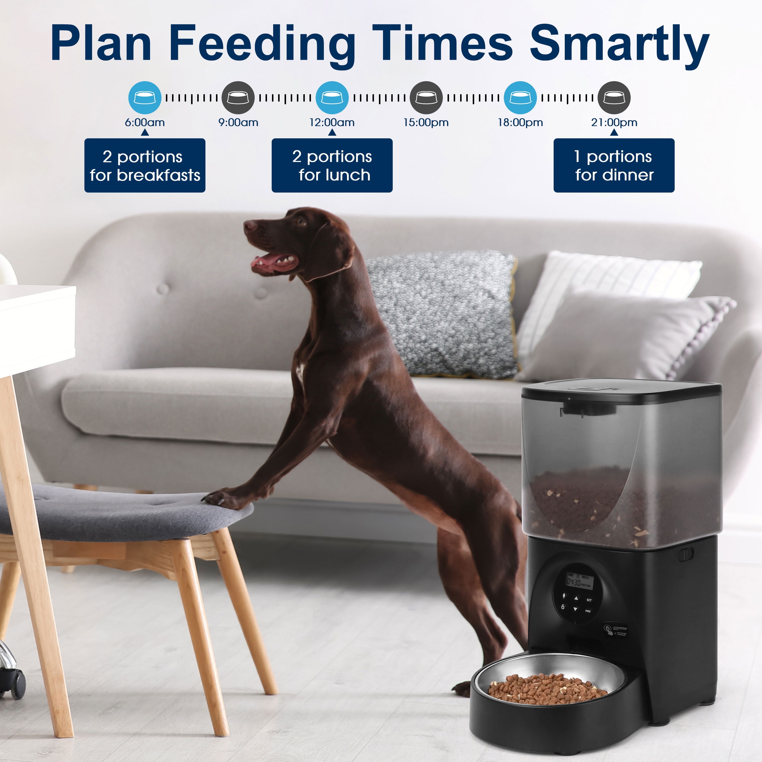 Cobectal Automatic Pet Food Feeder with Portion Control and 10-Second Meal Call, 4L Capacity