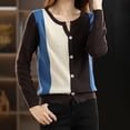 thumbnail image 1 of TINZ Color Blocked Ribbed Round Neck Cardigan Women plus Sweaters Long Knitted Sweaters for Women Cabin Sweaters for Women, 1 of 5