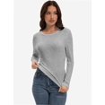 thumbnail image 2 of Womens Long Sleeve Stretch Crew Neck Fitted Casual Basic T-Shirt, 2 of 6