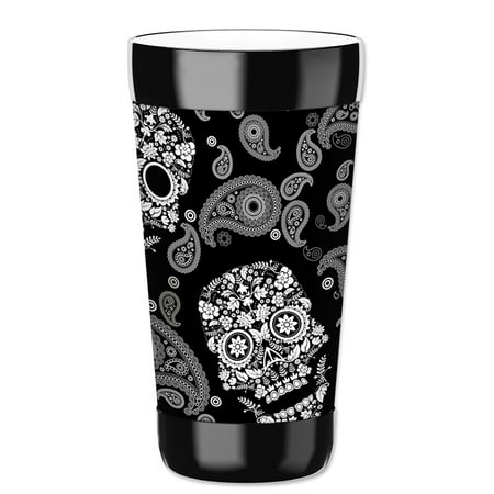 

Mugzie 16-Ounce Tumbler Drink Cup with Removable Insulated Wetsuit Cover - White Sugar Skulls