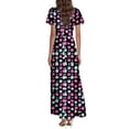 thumbnail image 4 of GaThRRgYP Summer Dresses for Women Short Sleeve, Fashion Casual Printed Slim Women Casual Short Sleeve V-Neck Knee-High Dress Purple XXL, 4 of 4