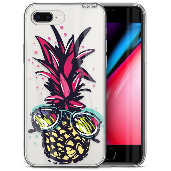 Case Yard iPhone-8-Plus Case Clear Soft & Flexible TPU Ultra Low Profile Slim Fit Thin Shockproof Transparent Bumper Protective Cover Drop Protective Cell Phone Cases (Pineapple in Paradise)