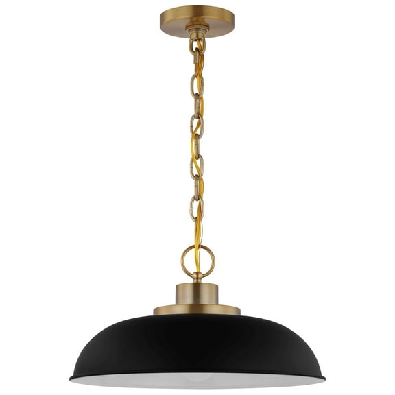 Nuvo Lighting Colony 1 Light Small Pendant Matte Black with Burnished Brass