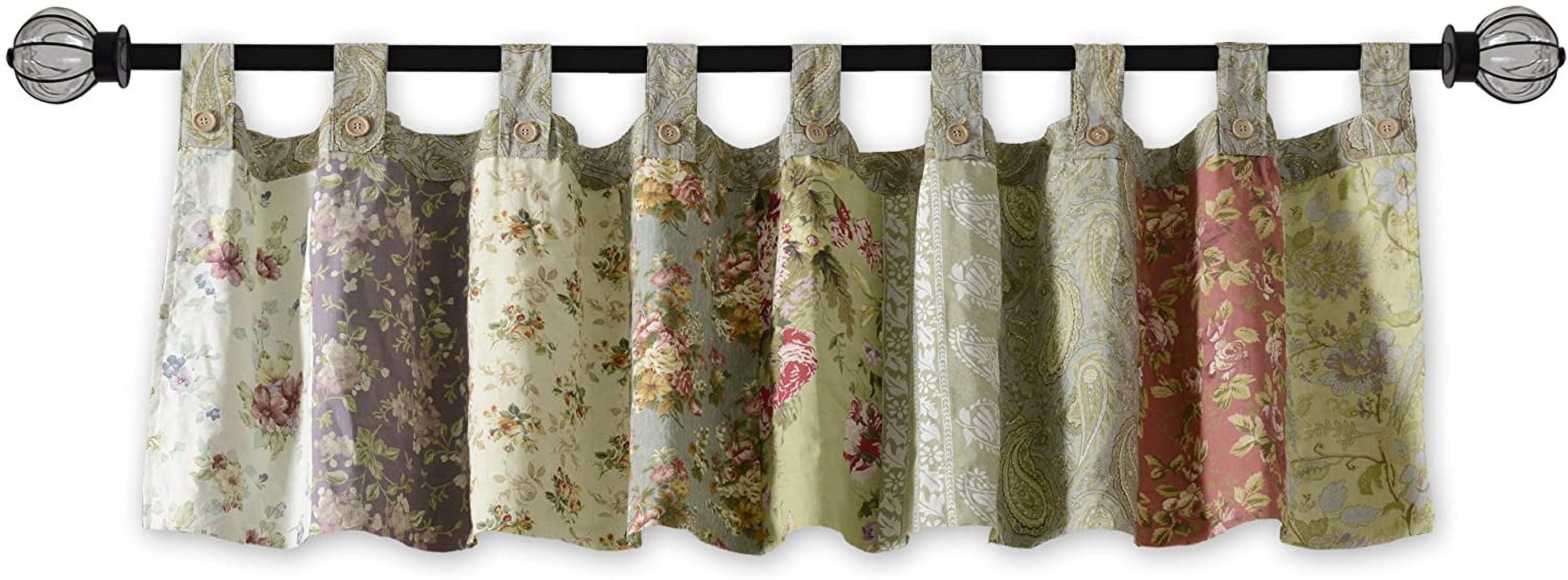 Greenland Home Fashions Blooming Prairie 100% Cotton Tab Top Rod Pocket Patchwork Window Valance, 84" W x 21" L