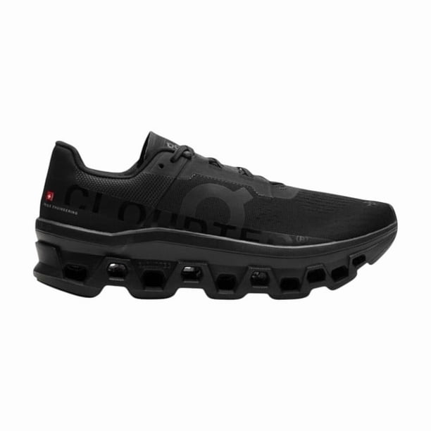 Tenis On Cloud Cloudmonster para hombre color negro con suela de goma y agujetas.