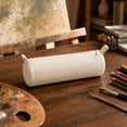 thumbnail image 4 of Cylindrical Pencil Case,Large Capacity Zipper Canvas Stationery Pouch,Spacious Storage Bag for Daily Desk Organizer,Travel Carry,Beige, 4 of 7