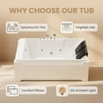 thumbnail image 4 of 73" x 48" Whirlpool Bathtub for 2-Person with 8 Hydro Massage Jets & Chromatherapy LED Lights, 1HP UL Certified Pump, 3-Sided Apron Acrylic Soaking Tub, Left Drain, 110 Gallons, White, 4 of 42