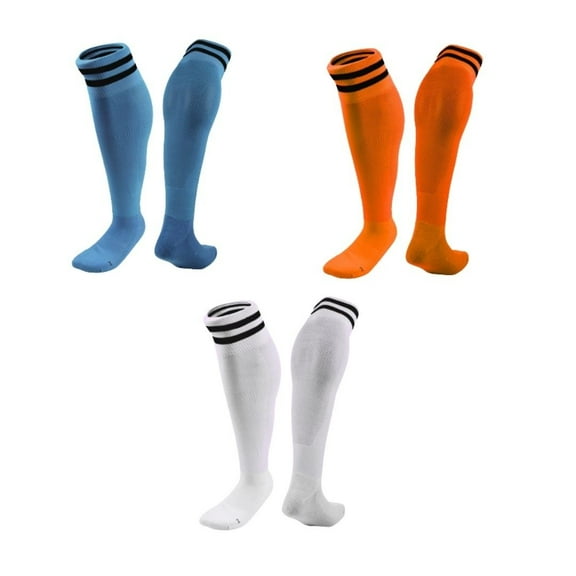 Lian LifeStyle 3 Pairs Knee High Sports Socks for Soccer, Softball, Baseball, Soccer, and Many Other Sports XL002 Size M LightBlue,Orange,White