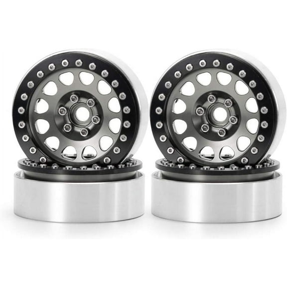 Flyxm 4PCS Aluminum 2.2" Beadlock Wheels Rims for 1/10 RC Rock Crawler Car Axial Wraith SCX10 SCX10-II TRX4