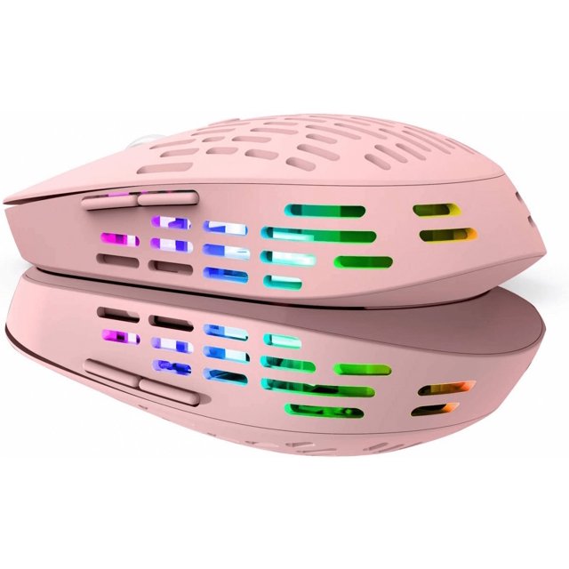 2.4GHz 1600DPI 3 Position Adjustable 6 Button Cutout Bluetooth Wireless Mouse for Mac MacBook Pro iPad MacBook Air Laptop Chromebook Windows HP DELL PC (Pink )