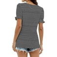 thumbnail image 3 of JIRNDf Chemises pour Femmes Hauts Tendance d'Été Mode à Volants Manches Courtes Encolure Carrée Blouse Rayée pour Femmes Tunique Décontractée Hauts Noir TTG, 3 of 5
