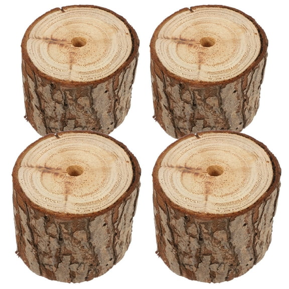 Masteelf 4 Pcs Wooden Flowers Pot Bark Holder Planter Rustic Flower Planter Tree Stump Vase Plants Container Flower Arrangement Holder For Outdoor Indoor Home Decor