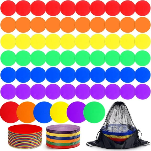 60 Pcs Spot Markers Floor Spots with Bag Non Slip Vinyl Poly Dots for Gym Floor Basketball Football Soccer Sports Speed Agility Training Gym Dance Classroom
