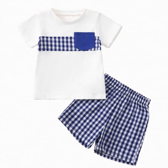 Baby Boy Outfit Toddler Boys Clothes Kids Spring Summer Cotton Patchwork Prints Short Sleeved Sports 6M 12M 18M 24M 3T 4T T Shirts and Shorts Shirt Tops Set Two Pieces