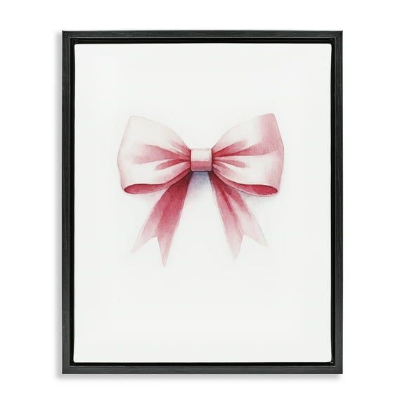 Stupell Industries Soft Fading Pink Bow Fashion Painting Black Floater Framed Canvas Art Print Wall Art, 17 x 21