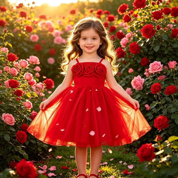 Angala Formal Princess Dress For Girls Sleeveless Square Collar Solid Color Girls Party Dresses