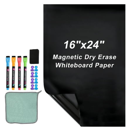 Uxcell 16"x24" Self Adhesive Magnetic Dry Erase Blackboard Paper Set, Black
