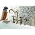 thumbnail image 2 of Kingston Brass KS1273AXBS Heritage Bridge Kitchen Faucet with Brass Sprayer, Antique Brass, 2 of 5