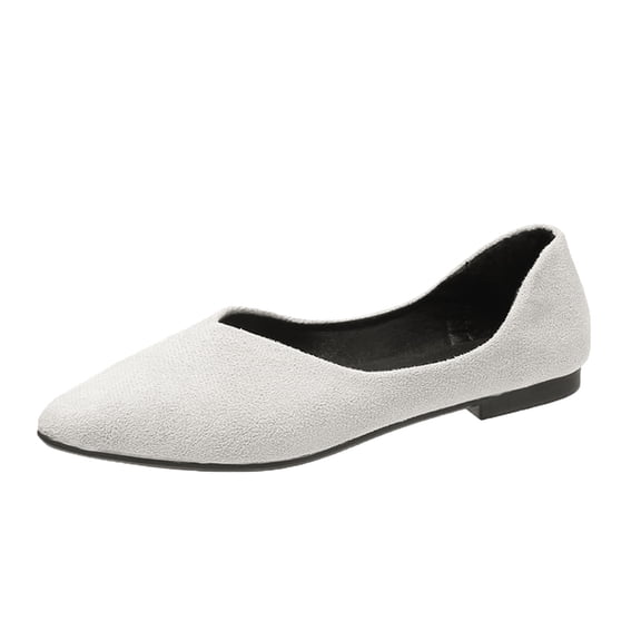 NOKIO Women’s Suede Pointed Toe Casual Shoes Fashion Solid Color Shallow Flat Shoes Comfortable Low Heel Slip-Resistant Everyday Footwear