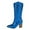 Blue, variant on UngA Wide Calf Boots Women's Western Boots Square Toe Heel Zipper Embroidered Ankle Boots Silver,6