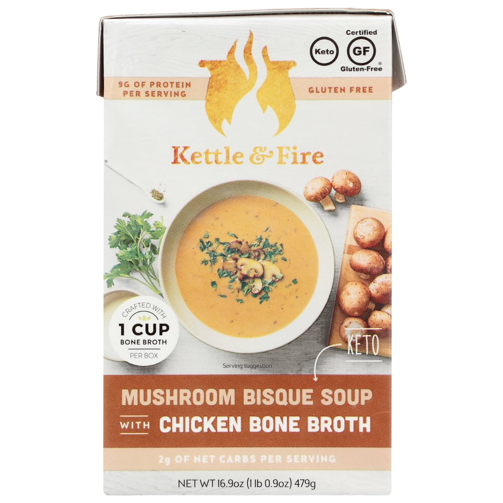 Kettle & Fire Mushroom Bisque Chicken Bone Broth, 16.9 oz