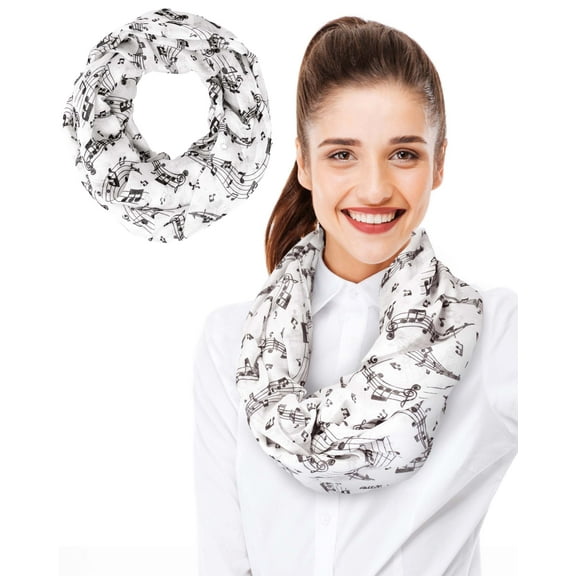CBC Crown Women's Music Notes Lightweight Soft 35" x 35", 35" x 70" or Infinity Scarf