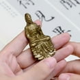 thumbnail image 3 of Handcrafted Guanyin Buddha Statue Vintage Brass 2.60in Compassion & Peace Unique Gift for Home Altar Decor, 3 of 12