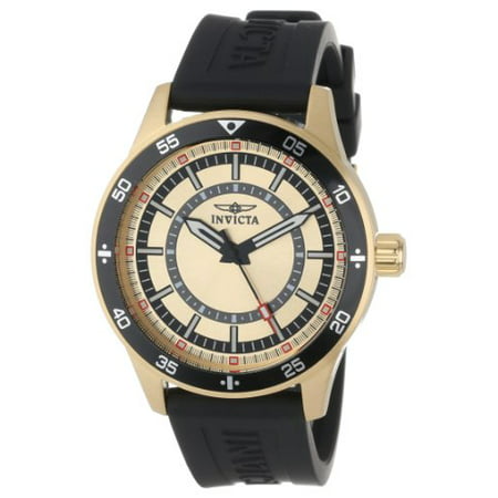 Invicta Men's 14334 Specialty Gold Dial Black Polyurethane Watch