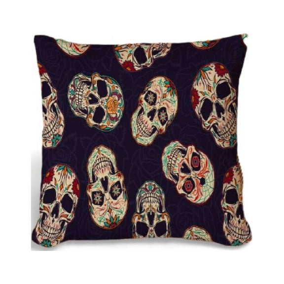 Chochili Skull Home Decor Graphic Pillow Cases Cushion Cover 18X18 Black