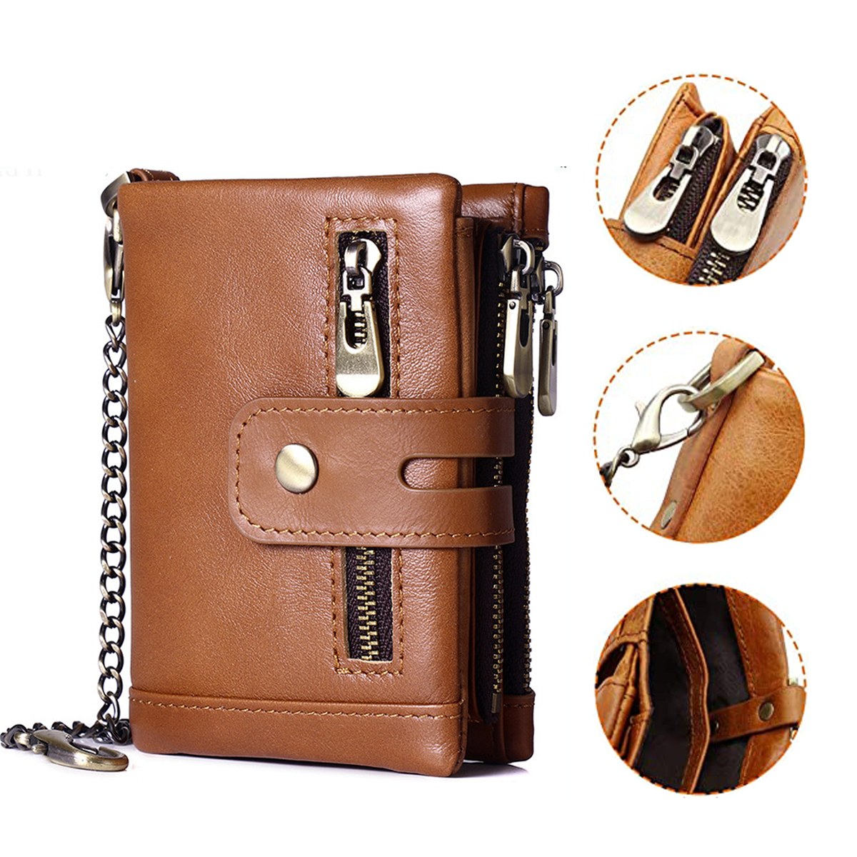 Rfid Card Holder Men Wallets Money Bag Zipper Coin Purse Leather Slim