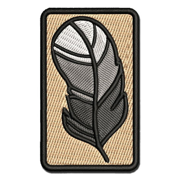 Plump Feather Applique Multi-Color Embroidered Iron-On Patch - 2.5 Inch Small